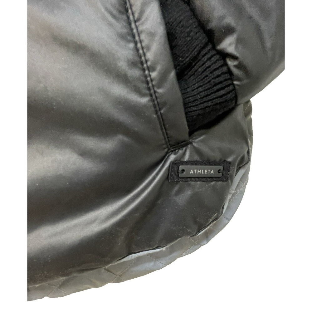Athleta Reflective Black Silver Reversible Jacket Quilted Size Lg Athletic Track - Picture 6 of 16